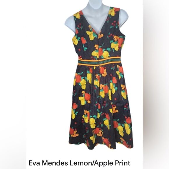 Eva Mendes New York & Company Blue Yellow Red Sleeveless Midi Sz 4 Sundress New - Picture 5 of 17